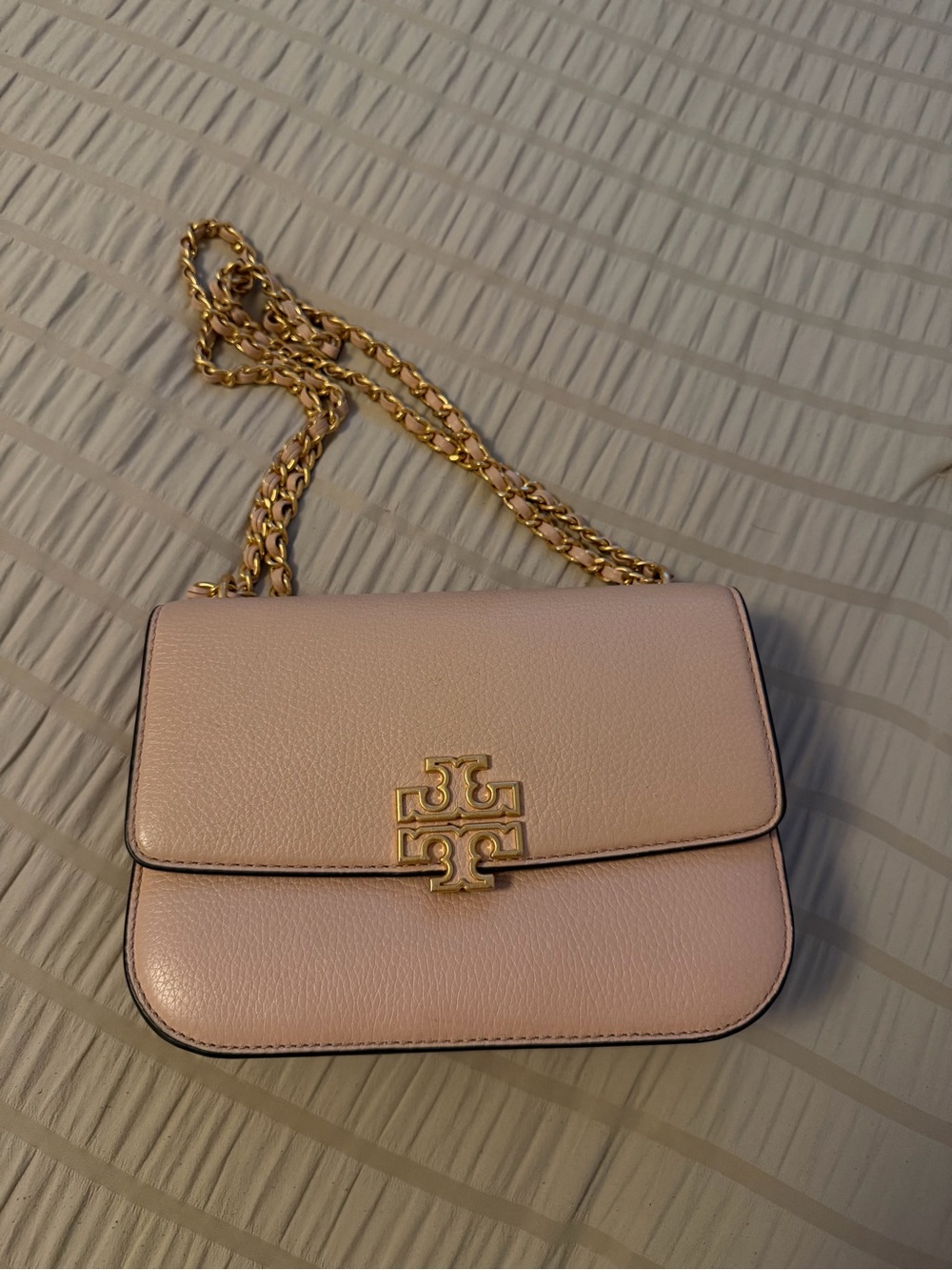 Tory Burch Blush Pink Crossbody with Gold Chain